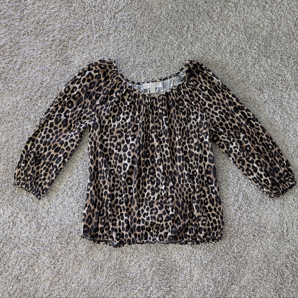 MICHAEL Michael Kors leopard print peasant top women's top